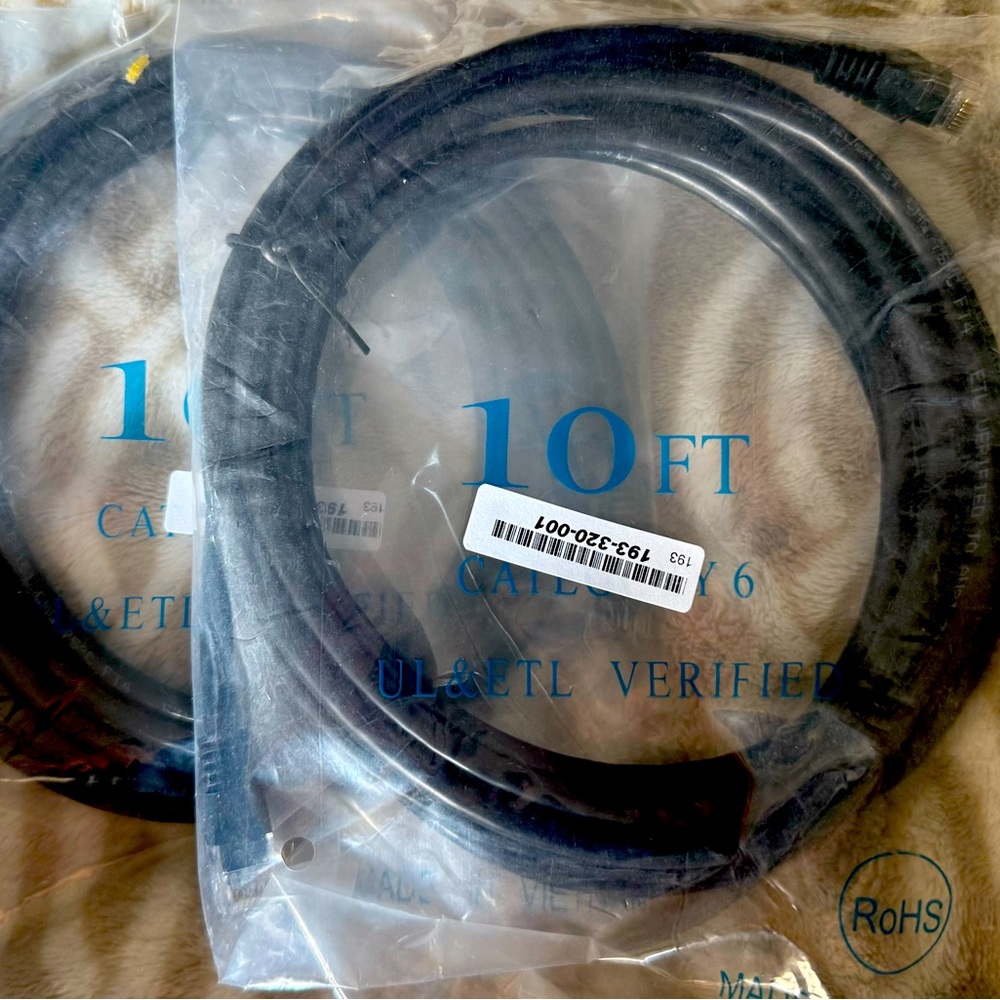 🆕 2 - CAT 6 10 ft Ethernet Cables, Indoor High-Speed Router, Internet, Cable